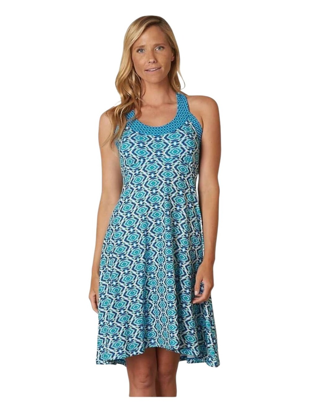 Prana Womens Blue Guava Aztec Geoprint Outdoor Hiking Cali Dress Size Small